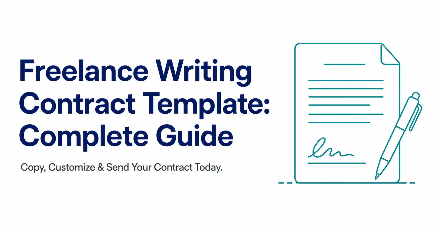 Featured image for freelance writing contract template guide showing article title and document illustration