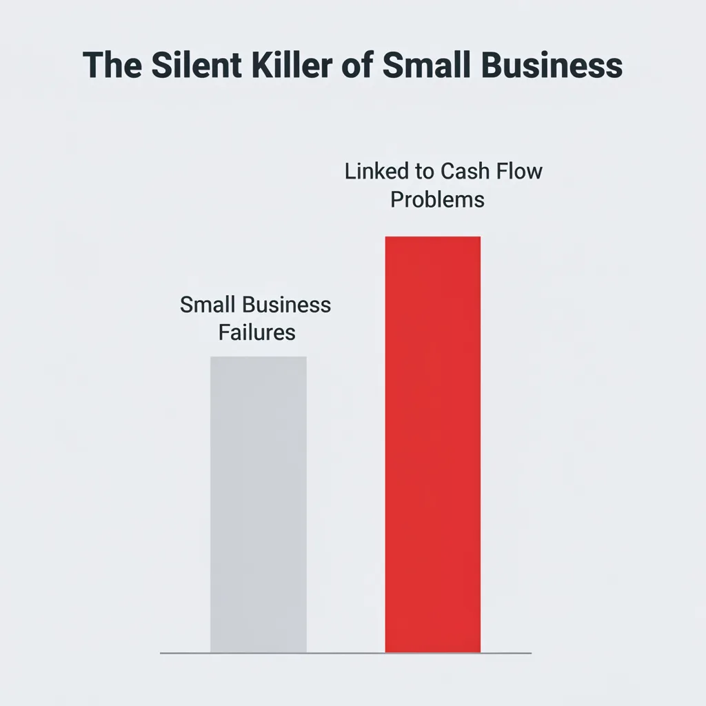 Bar chart showing that unpaid invoices and cash flow problems are linked to 82 percent of small business failures.
how do i collect unpaid invoices