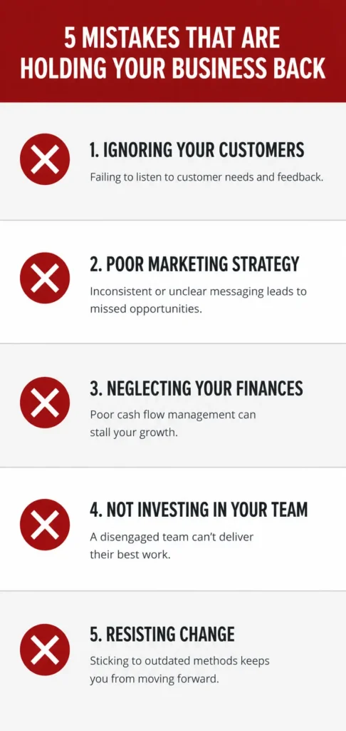 Warning checklist of five mistakes freelancers make when a client refuses to sign a contract including starting work before deposit clears and making contracts feel threatening