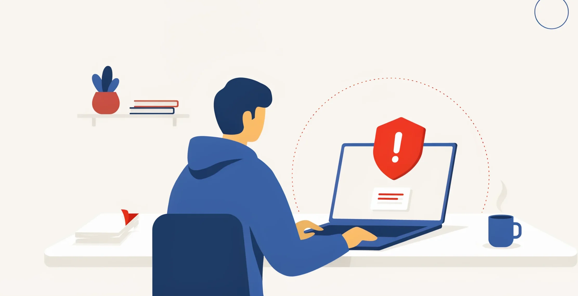 Illustration of a content creator receiving a DMCA copyright infringement alert on a laptop screen