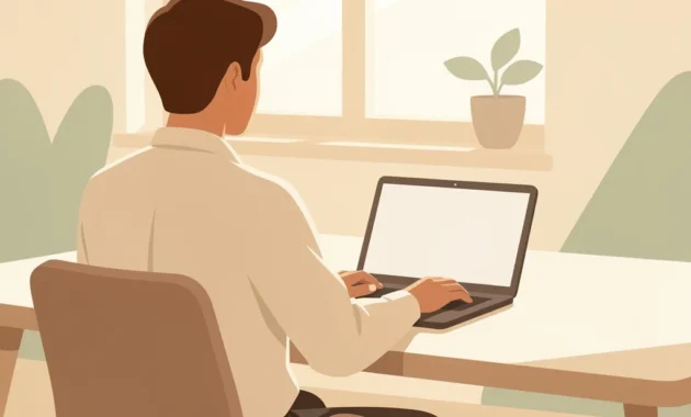 Calm illustration of a freelancer sitting quietly at a
desk with soft window light, representing the mental health
challenges of dealing with reputation damage and client
blacklisting
