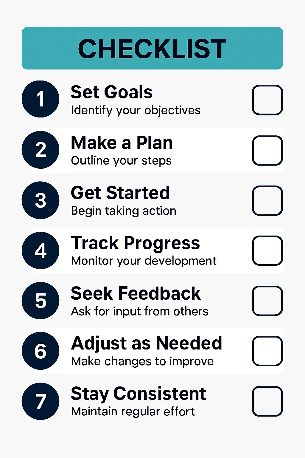 Seven-day action plan checklist infographic for starting an SEO freelancer career, with daily tasks from skills assessment to publishing first content
