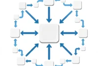 Diagram showing multiple websites linking to a central website node, illustrating how backlinks work in SEO