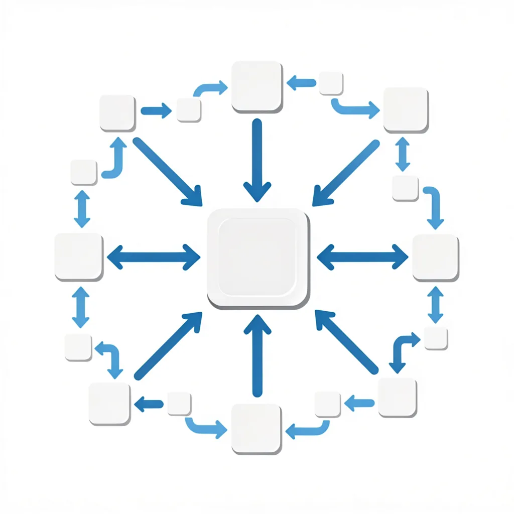 Diagram showing multiple websites linking to a central website node, illustrating how backlinks work in SEO