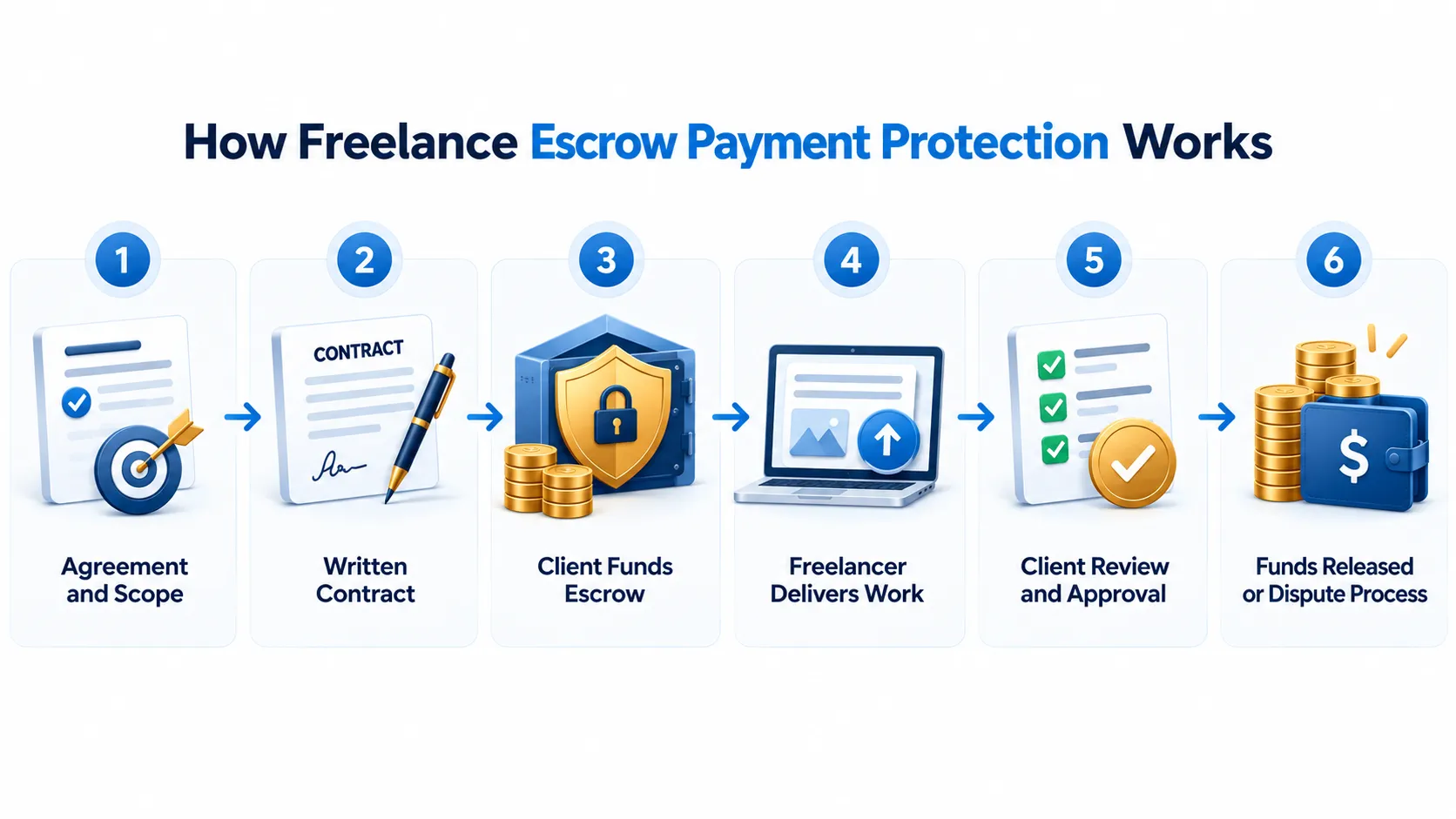 Freelancer in USA using escrow to secure payment through contract milestones and client approval
